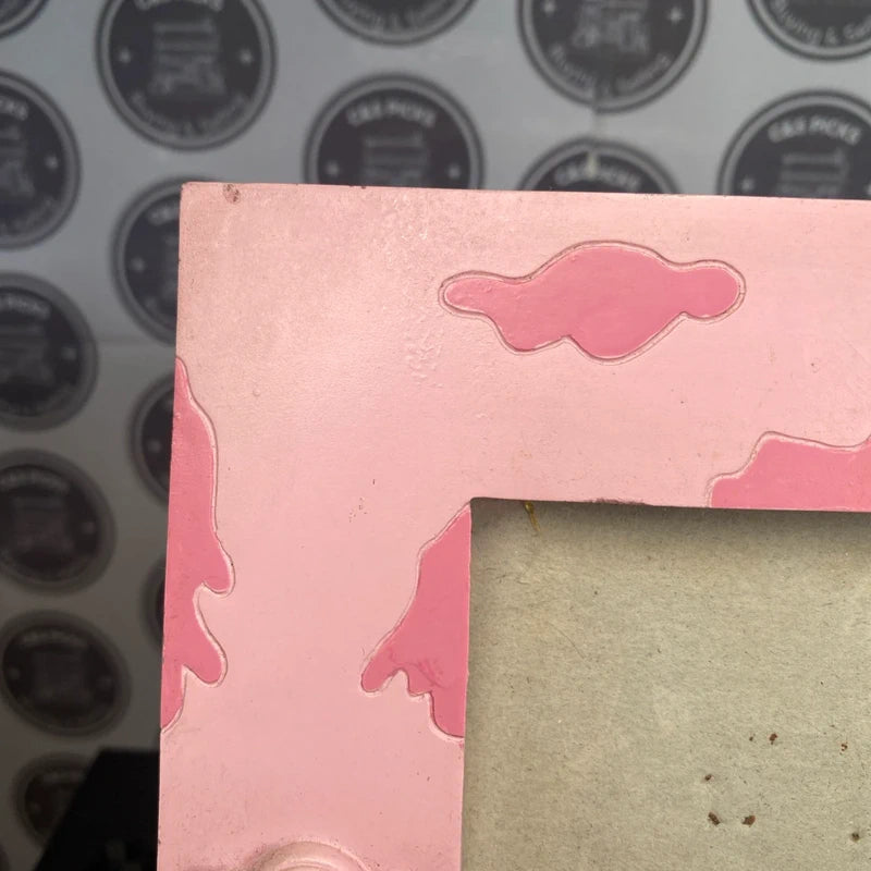 Vintage Photo Frame Pink W Pigs Picture Frame Home Decor Wall Hanging Retro Prop