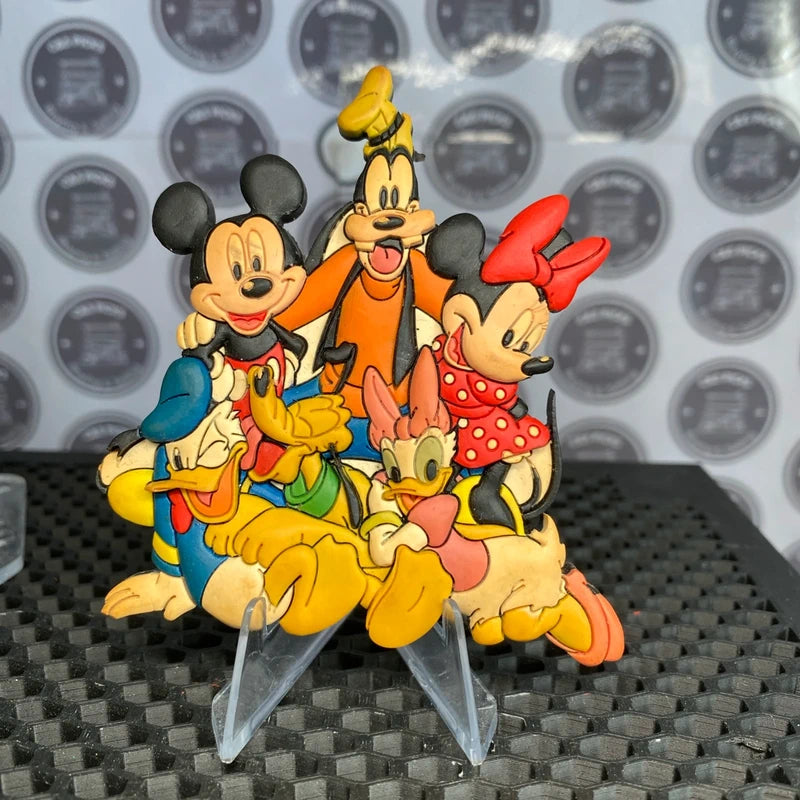 Vintage Disney 3D Rubber Fridge Magnet Mickey Minnie Goofy Donald Daisy Pluto