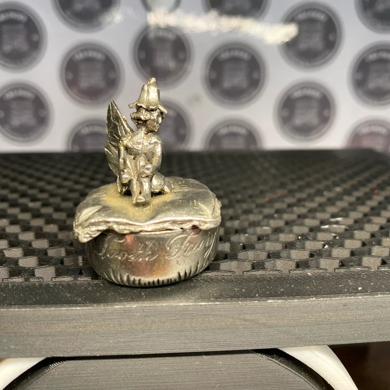 Vintage Silver Plated First Tooth Fairy Box Tin Baby Keepsake Baby Shower Gift