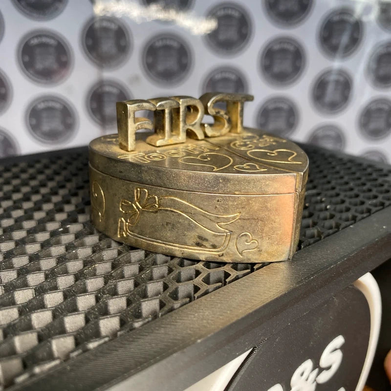 Vintage Silver Plated First Tooth & First Curl Keepsake Box Christening Gift