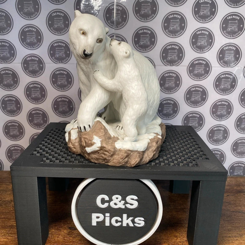 Vintage Polar Bear & Cub Ornament Statue Figurine Brooks & Bentley Home Decor UK