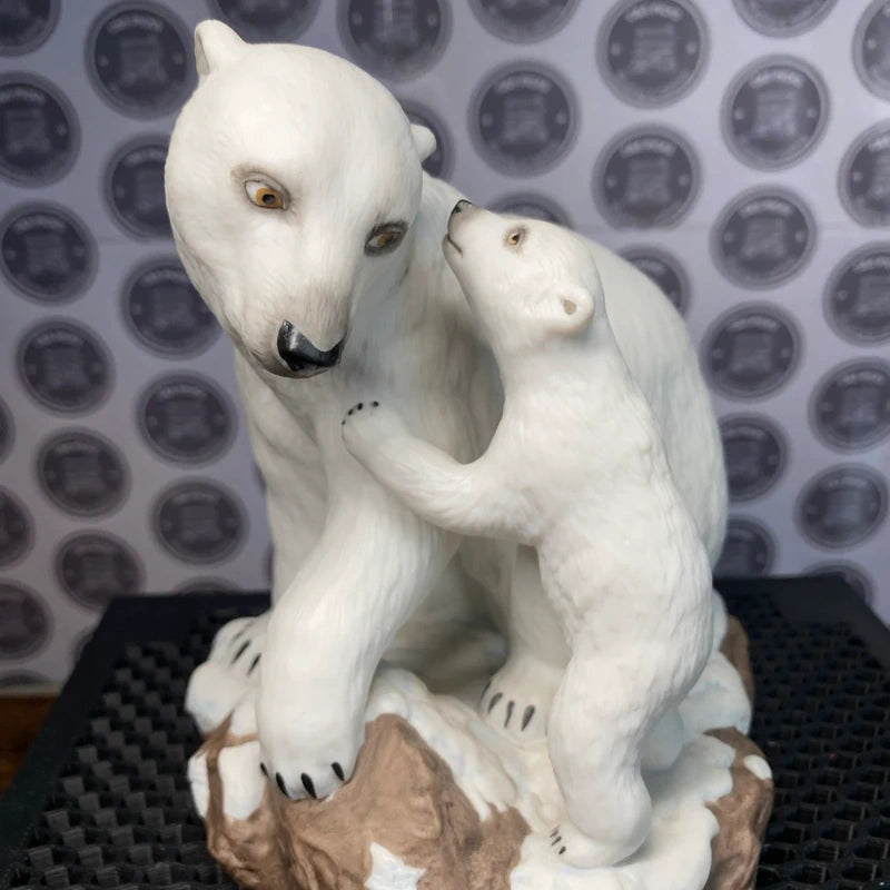 Vintage Polar Bear & Cub Ornament Statue Figurine Brooks & Bentley Home Decor UK