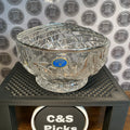 Vintage Bohemia Lead Crystal Flower Rose Vase Bowl With Removable Metal Grid