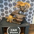 Vintage African Tribe Drummer Wooden Art Statue Trinket candle Box Hand Carved
