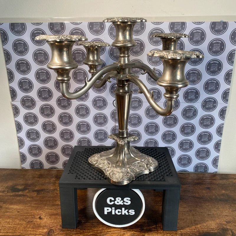 French Brass 5-Arm Candelabra Vintage Candle Holder Gothic Vampire Vibe Decor