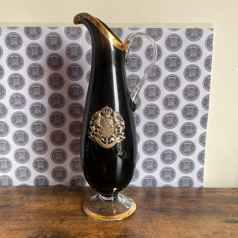 Vintage Large Glass Wine Jug Vase Providentiae Memor Plaque Home Decor Prop Gift