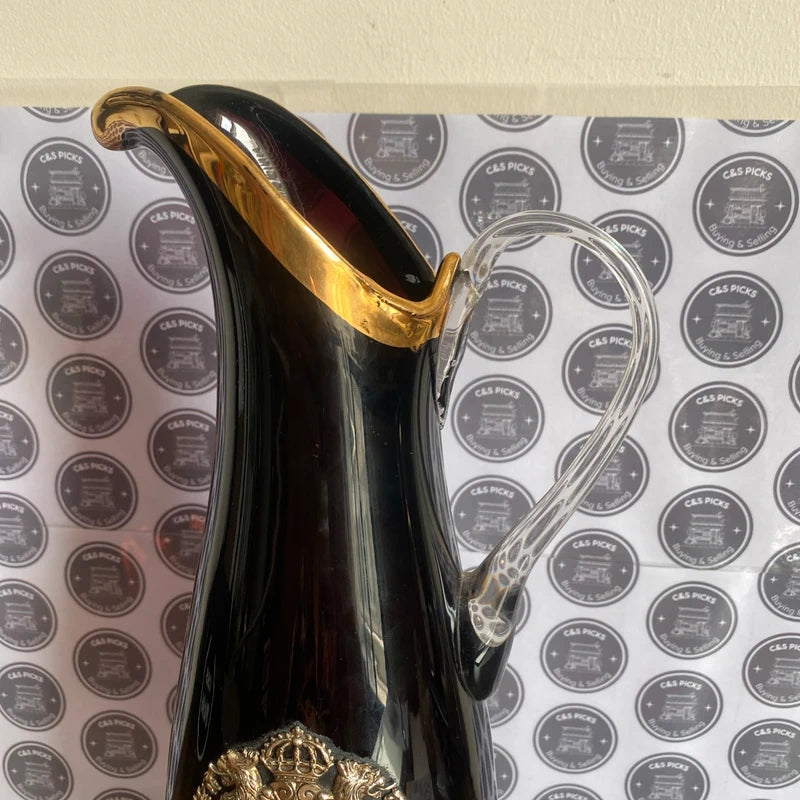Vintage Large Glass Wine Jug Vase Providentiae Memor Plaque Home Decor Prop Gift