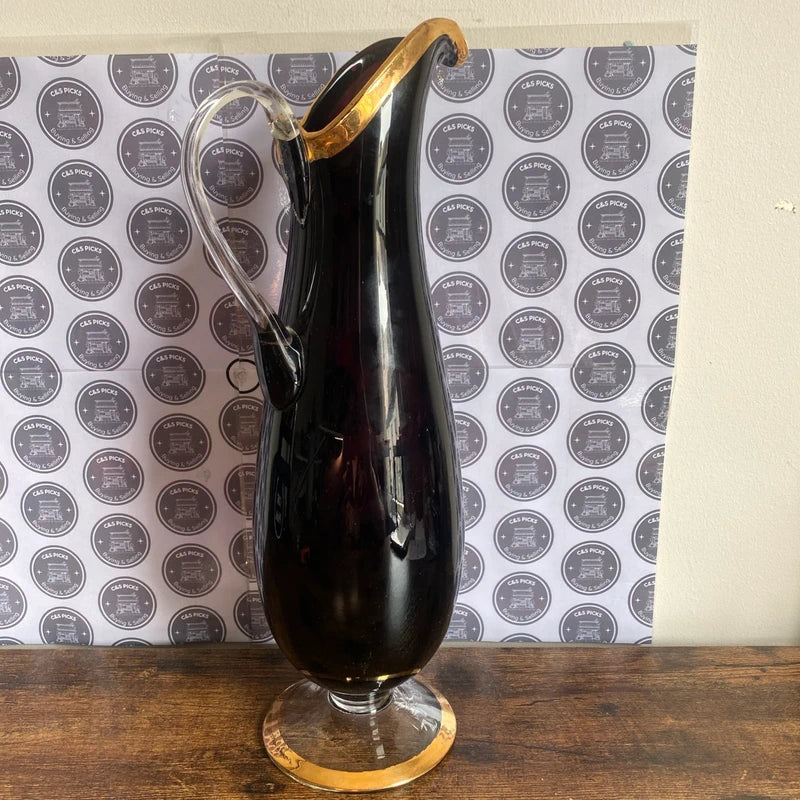 Vintage Large Glass Wine Jug Vase Providentiae Memor Plaque Home Decor Prop Gift