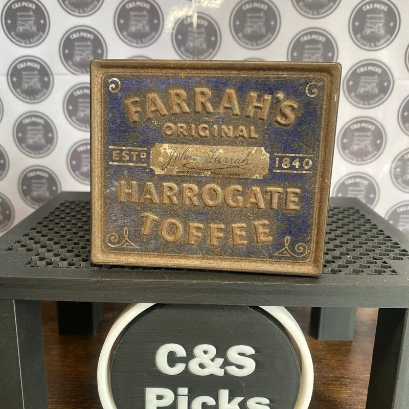 Vintage Collectable Embossed Farrah's Original Harrogate Toffee Tin Decor Prop