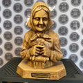 Vintage Hand Carved Bust Lady Fai Della Paganella Italy Wood Figure Sculpture