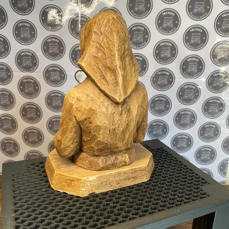 Vintage Hand Carved Bust Lady Fai Della Paganella Italy Wood Figure Sculpture