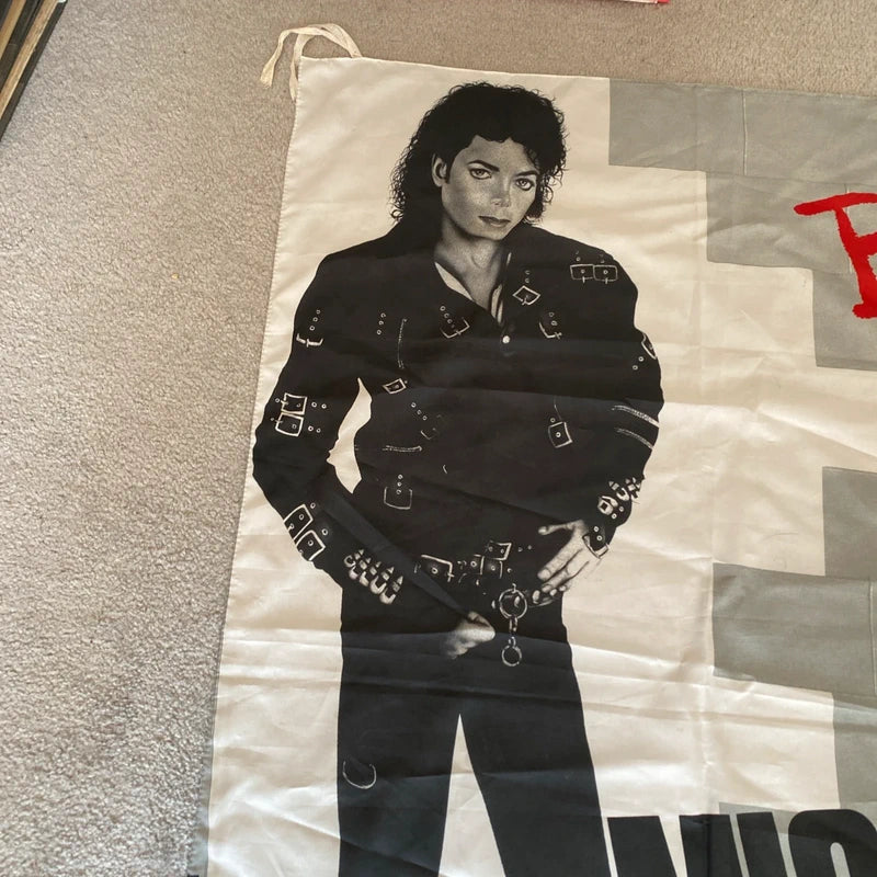 Vintage Michael Jackson Bad Silk Poster Flag Tapestry Banner Italy Collectors