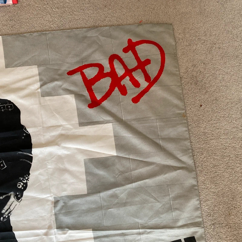 Vintage Michael Jackson Bad Silk Poster Flag Tapestry Banner Italy Collectors