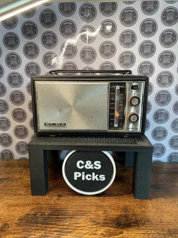 Vintage Alba 243 Portable Radio LW MW Leather Cover Untested Decor Prop Mancave