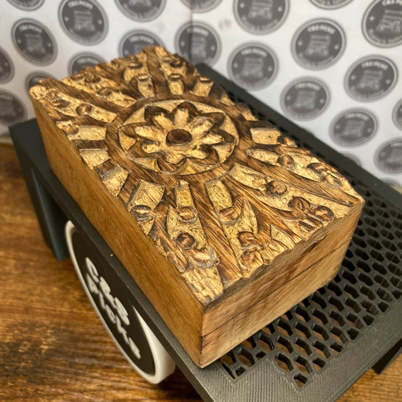 Hand Carved Wooden Trinket Box Vintage Jewellery Box Decor Small Treasure Chest