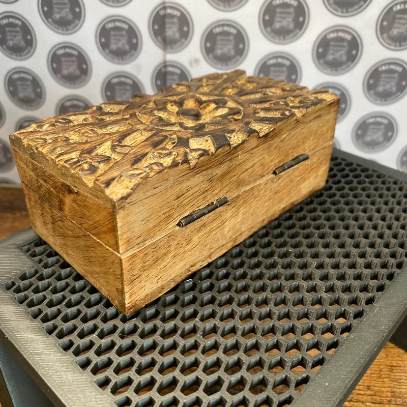 Hand Carved Wooden Trinket Box Vintage Jewellery Box Decor Small Treasure Chest