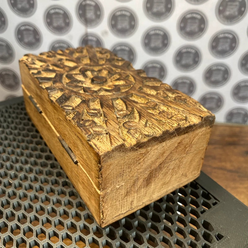 Hand Carved Wooden Trinket Box Vintage Jewellery Box Decor Small Treasure Chest