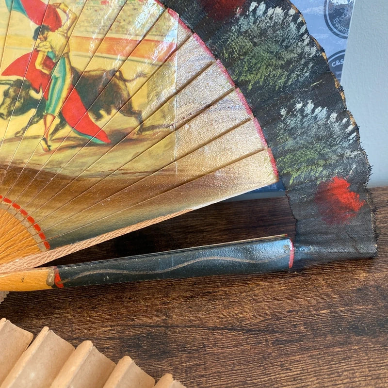Bundle of Three Vintage Hand Fans Various Sizes Hand Painted Floral Chinese Art