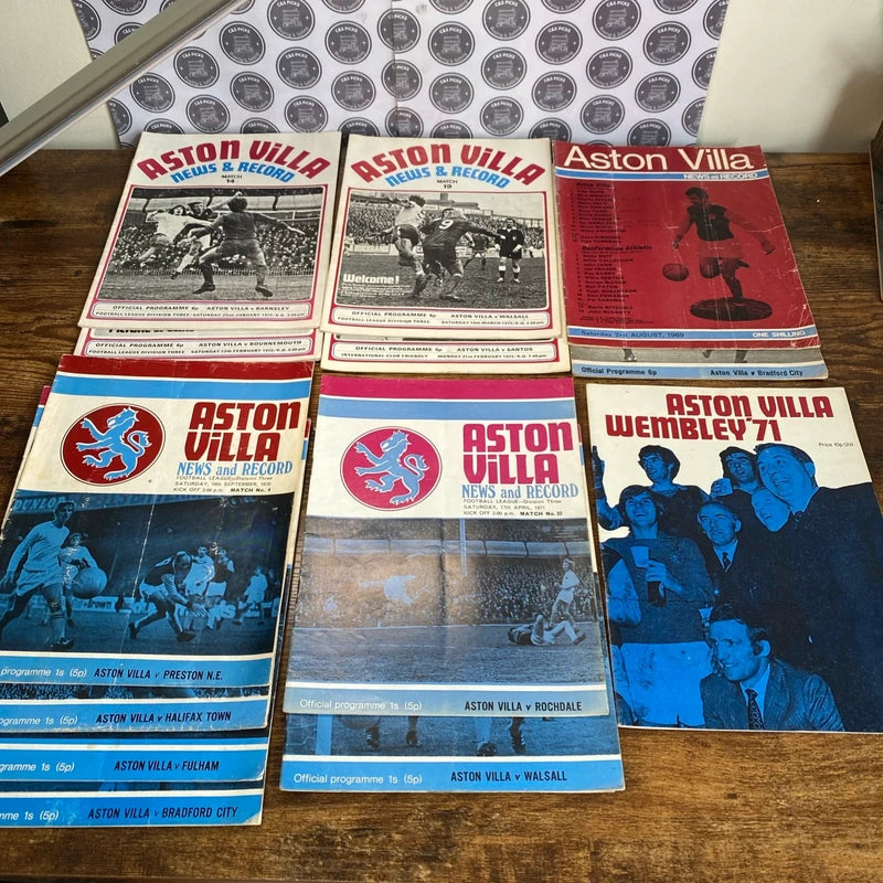 Vintage 1969-72 Aston Villa Match Programme Bundle Division 3 League & Cup Final