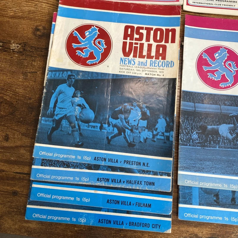 Vintage 1969-72 Aston Villa Match Programme Bundle Division 3 League & Cup Final