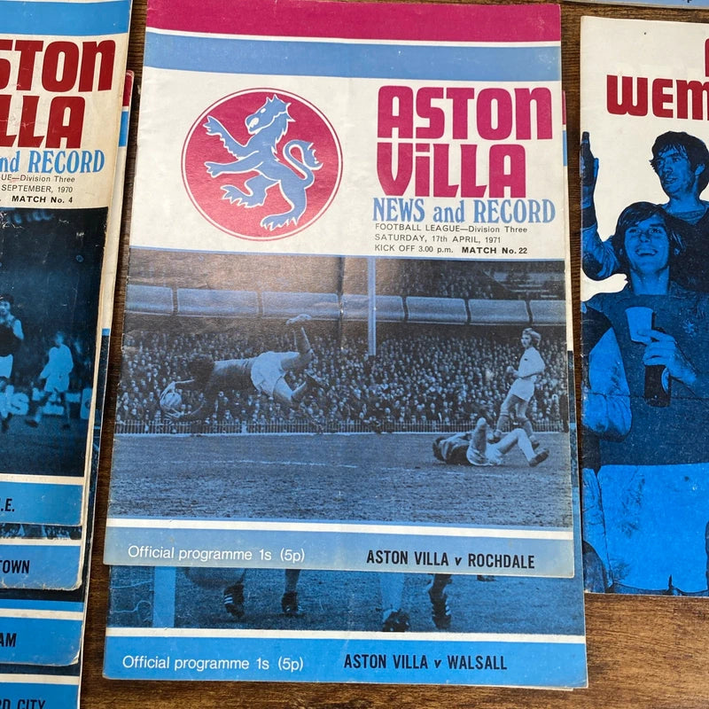 Vintage 1969-72 Aston Villa Match Programme Bundle Division 3 League & Cup Final