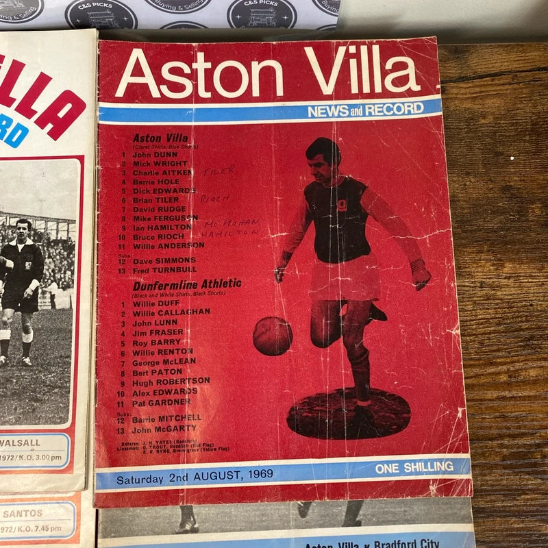 Vintage 1969-72 Aston Villa Match Programme Bundle Division 3 League & Cup Final