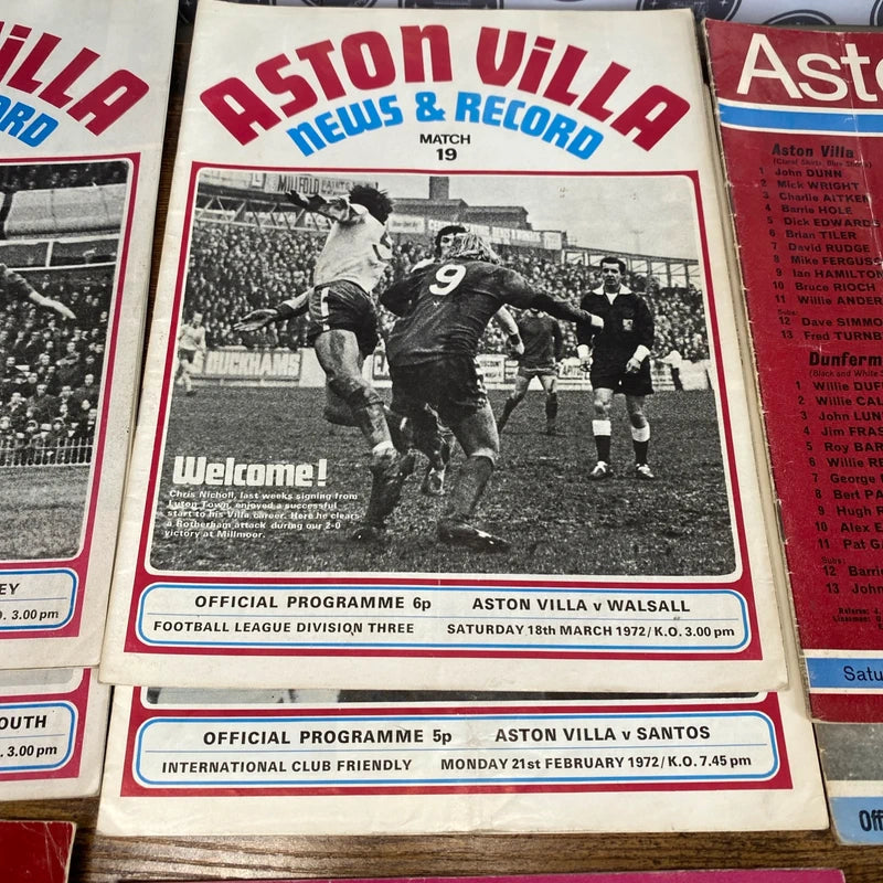 Vintage 1969-72 Aston Villa Match Programme Bundle Division 3 League & Cup Final