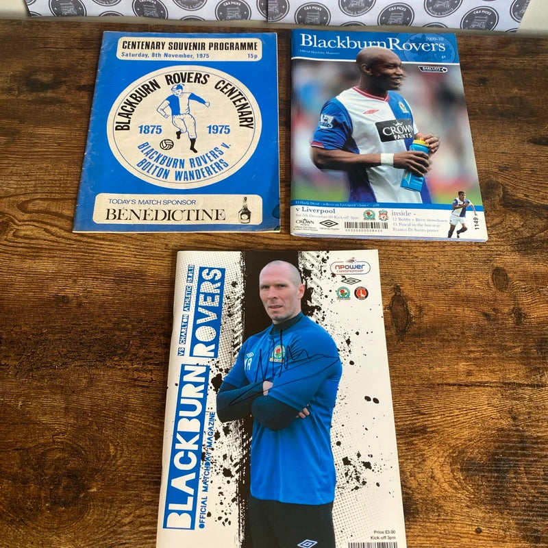 Blackburn Rovers Match day Programme Bundle Centenary Souvenir + One Signed Auto