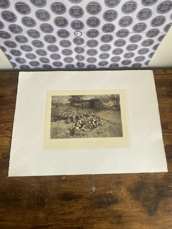 Vintage art print - A Day’s Hunting Thomas Blinky hounds & horses