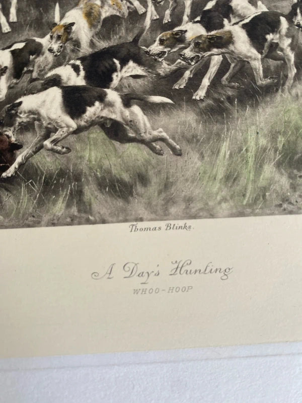 Vintage art print - A Day’s Hunting Thomas Blinky hounds & horses