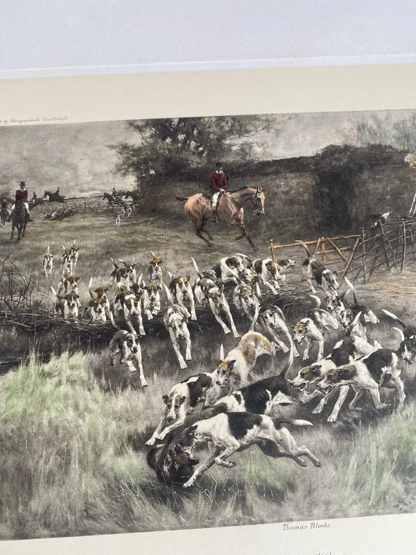 Vintage art print - A Day’s Hunting Thomas Blinky hounds & horses