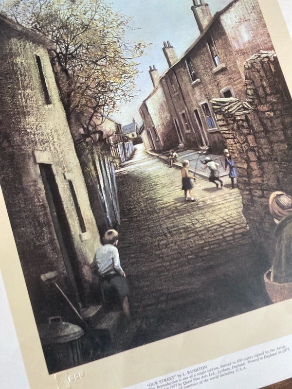 Vintage limited edition signed art print - Our Street L Rushton /850