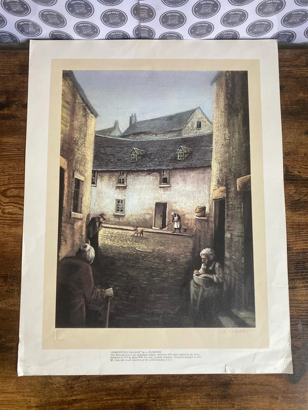 Vintage limited edition signed print Forgotten Village L Rushton /850