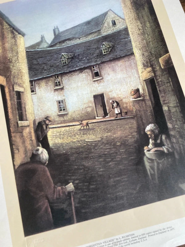 Vintage limited edition signed print Forgotten Village L Rushton /850