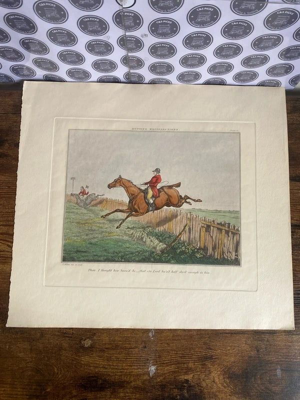 Vintage art print hunting recollection no.6 H Allen horse racing sport print