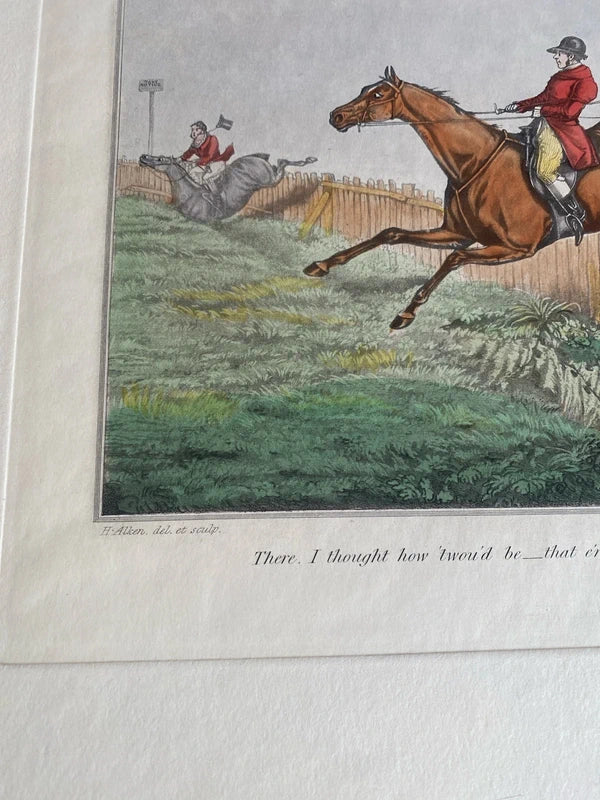 Vintage art print hunting recollection no.6 H Allen horse racing sport print