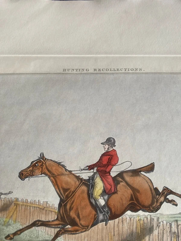 Vintage art print hunting recollection no.6 H Allen horse racing sport print