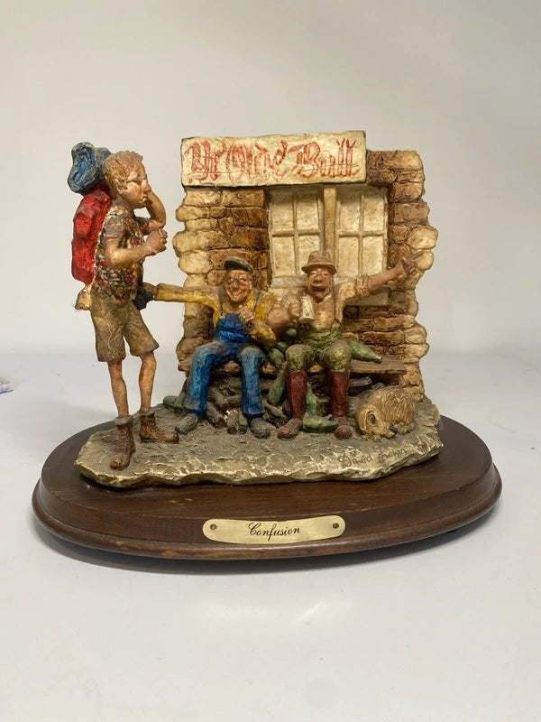 Large ornament statue figurine “ confusion “ lost traveller quirky travel decor