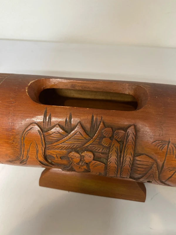 Vintage hand carved bamboo paint brush pot , calligraphy set holder letter stand etc