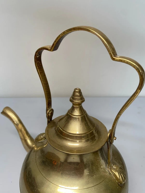 Vintage brass teapot coffee pot home decor antique brass prop handle & lid