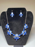 Vintage blue necklace & earring bundle gem stone look costume jewellery blue white