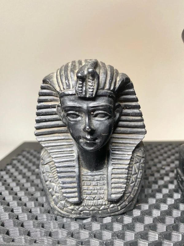 Vintage Egyptian Head Busts Statue King Tutankhamun Queen Nefertiti Stone/resin