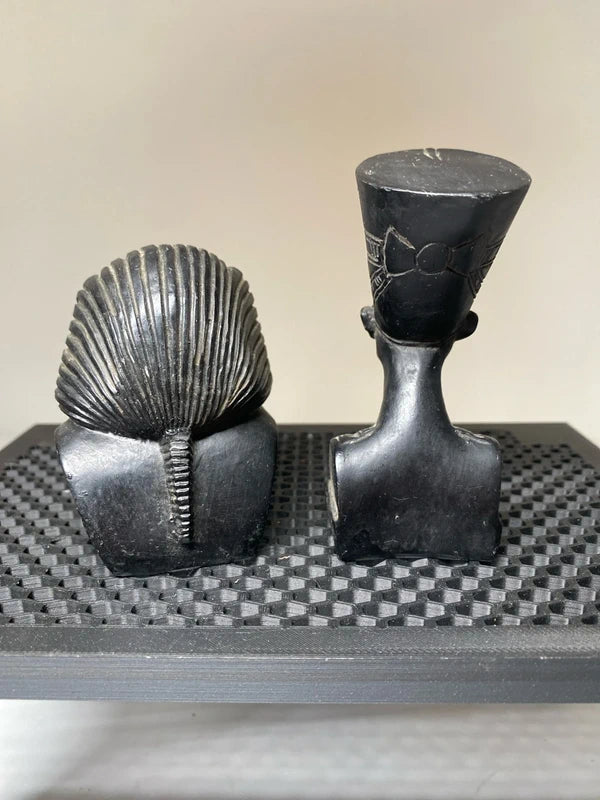 Vintage Egyptian Head Busts Statue King Tutankhamun Queen Nefertiti Stone/resin