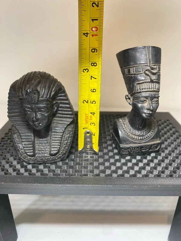 Vintage Egyptian Head Busts Statue King Tutankhamun Queen Nefertiti Stone/resin