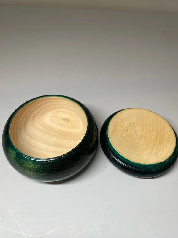 Vintage Round Wooden Box with Lid Trinket Jewellery Decorative decor boho