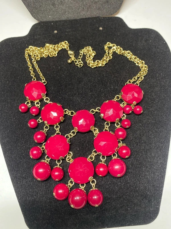 Vintage bib necklace & dangly earring jewellery set costume jewellery
