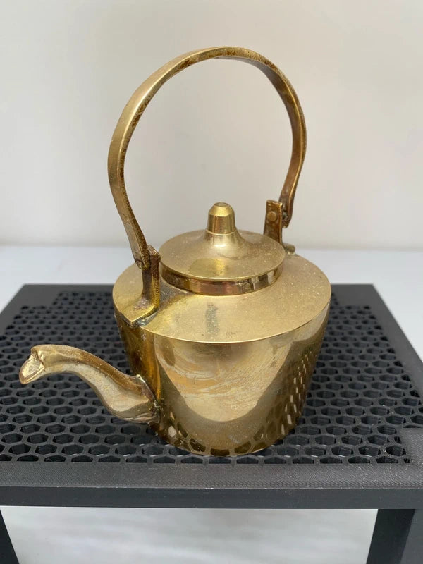 Vintage small brass kettle brass ornament decor farmhouse boho antique