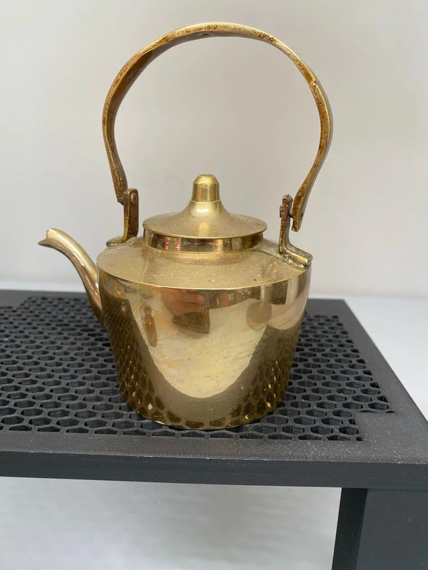 Vintage small brass kettle brass ornament decor farmhouse boho antique