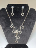 Silver tone sparkly necklace & earring set hoops dangly costume jewellery set