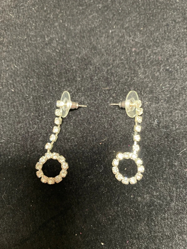 Silver tone sparkly necklace & earring set hoops dangly costume jewellery set